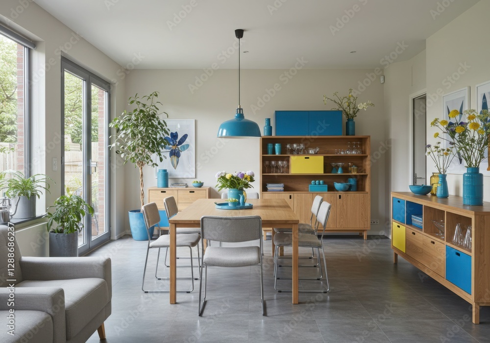 Fototapeta premium vivid eco Dining Room design Contemporary Minimalist decor
