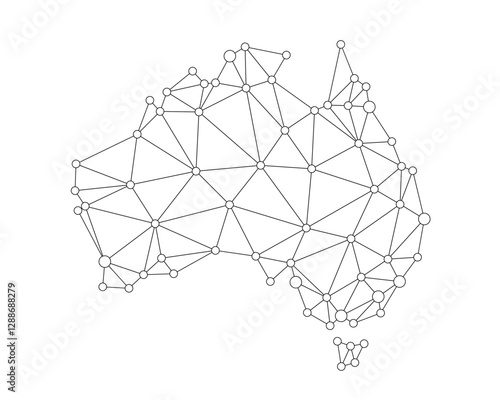 Australia map. Abstract geometric map - connection mesh lines.