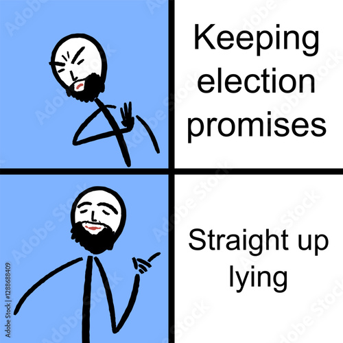 Politician keeping election promises vs lying to voters. Funny meme for social media sharing.