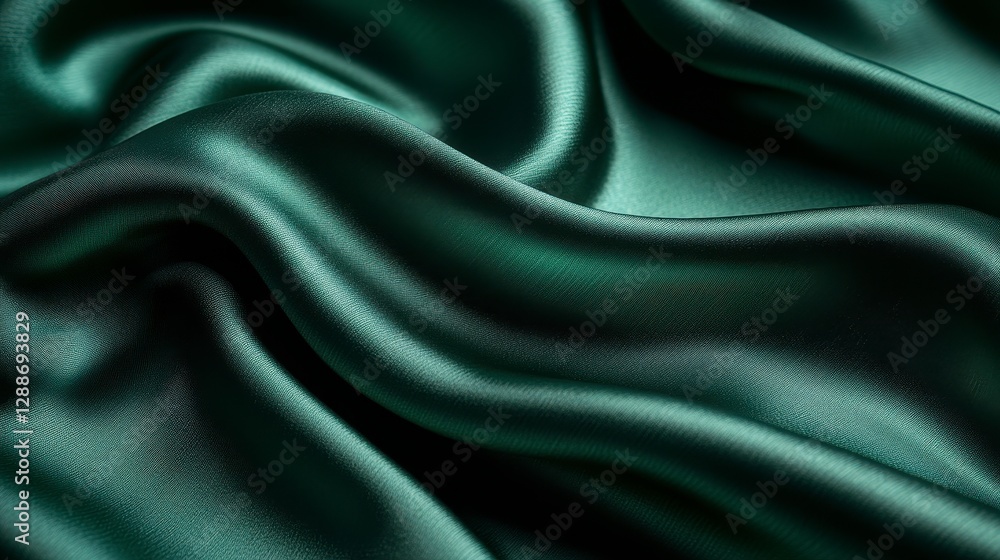 Beautiful Teal Silk Fabric Showing Its Soft Subtle Characteristics Beautiful Teal Silk Fabric Showing Its Soft Subtle Characteristics