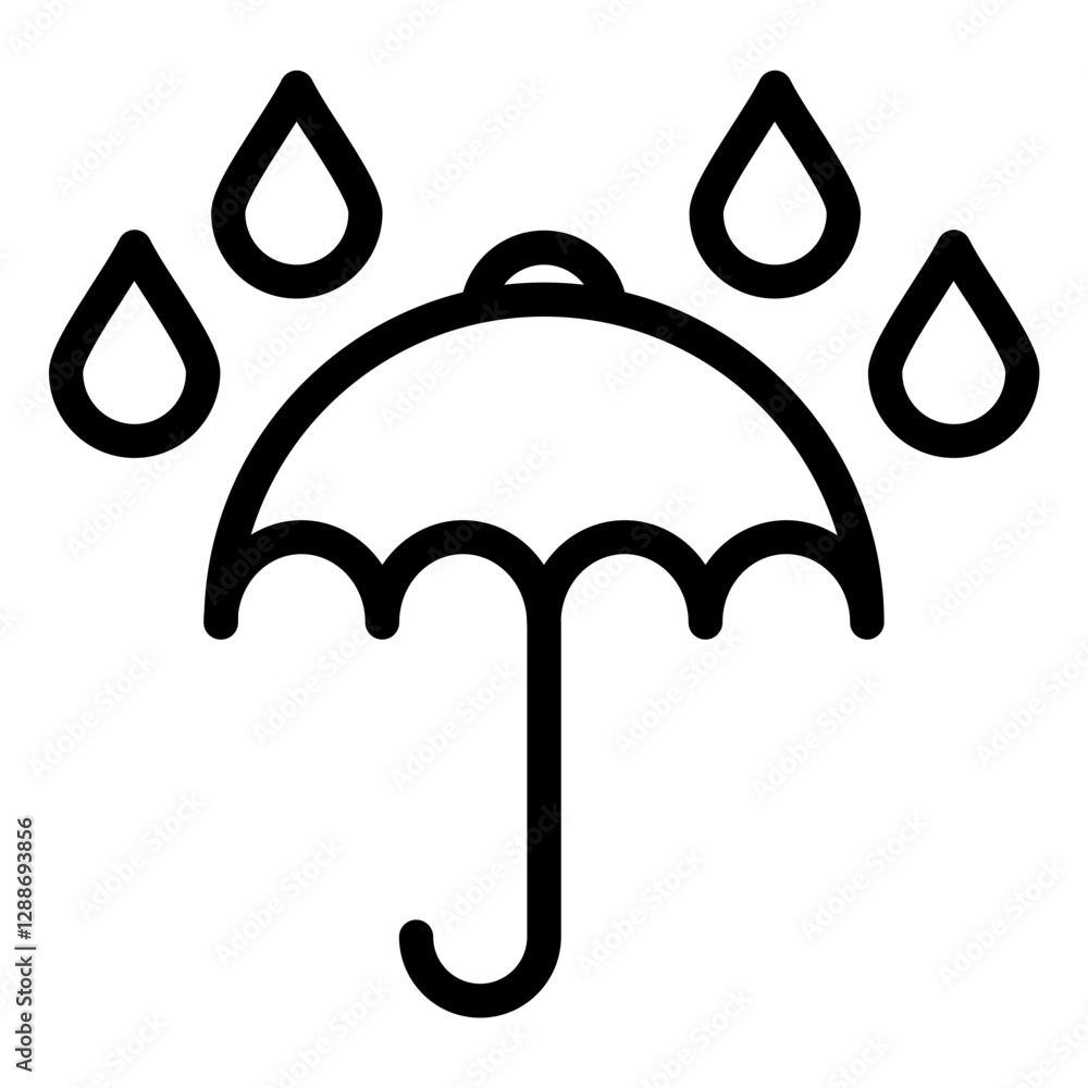 Umbrella with Rain Drops Vector Icon Umbrella with Rain Drops Vector Icon
