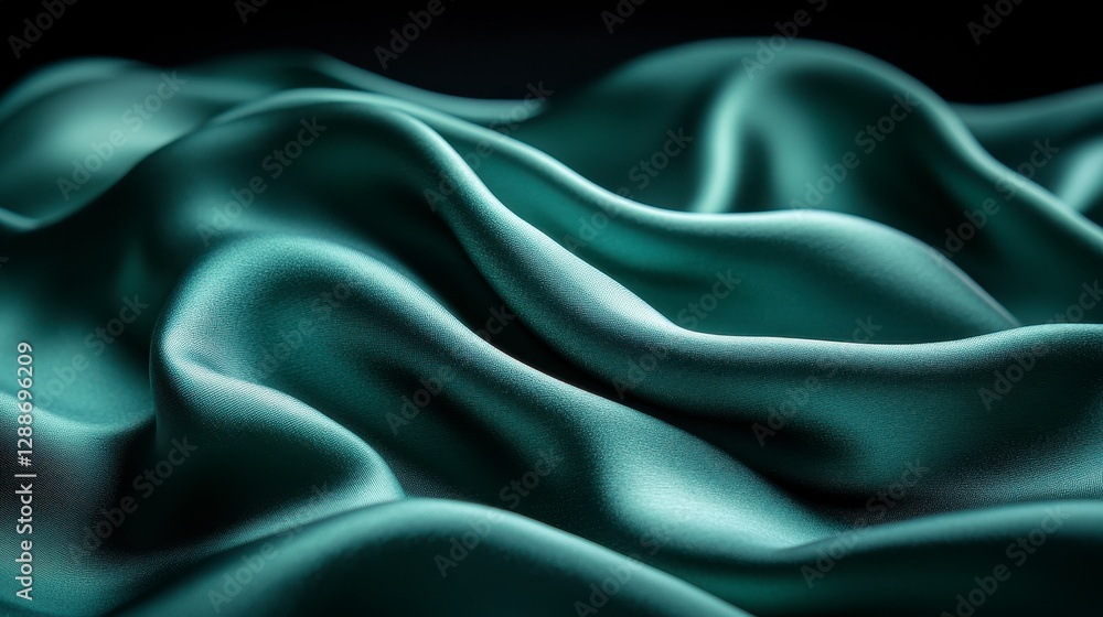 Fototapeta premium Soft and elegant flowing fabric of silky teal green material