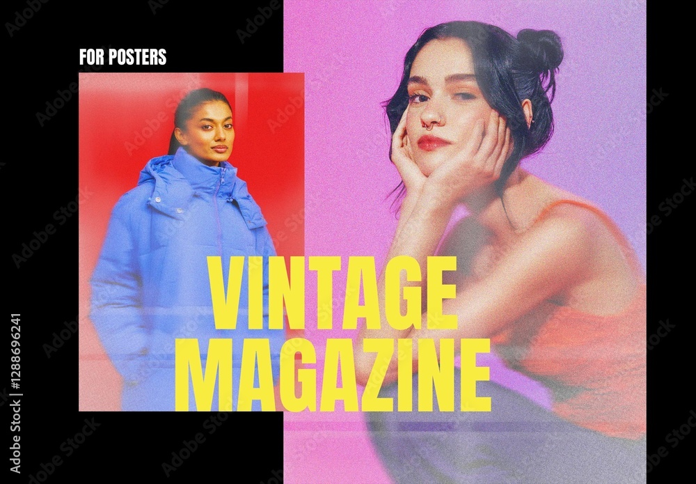 Vintage Magazine Scanner Poster Effect Mockup With Generative AI Stock ...