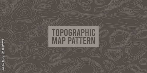 Topographic map pattern. Background of the topographic map with contour lines. Grid of geographic relief. Topographical texture background design. Vector.