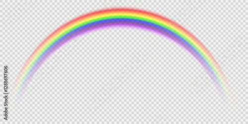 Rainbow on transparent background. Realistic rainbows in different shape and size. Rainbow, effect after rain. Vector illustration. Transparent rainbows. Downpour, hail rainy weather. png
