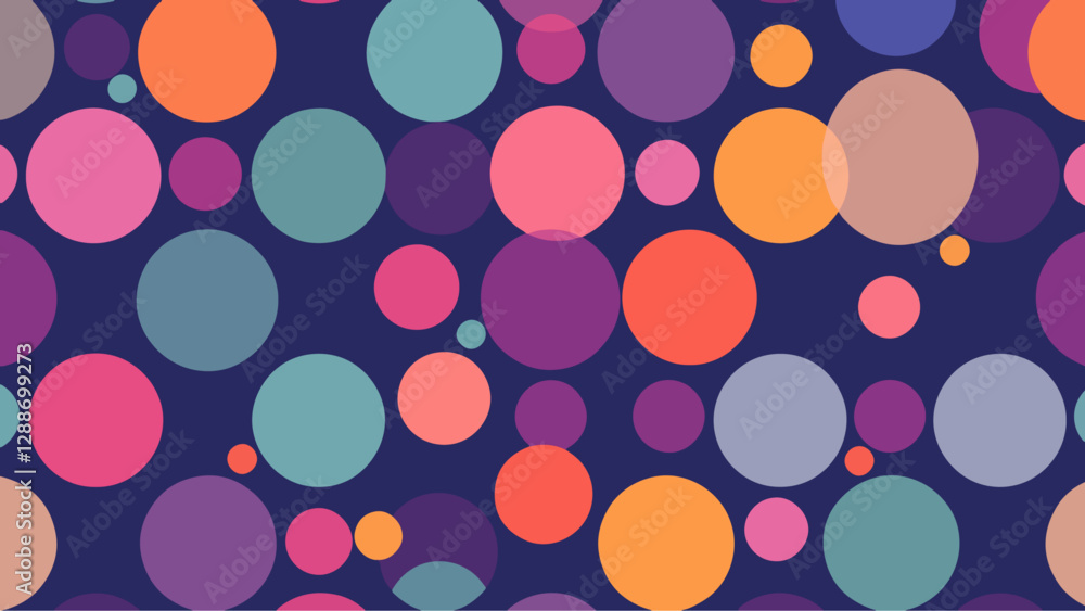 Abstract seamless pattern, A pastel polka dot pattern of colorful circles forms an abstract, cheerful background. Abstract seamless pattern, A pastel polka dot pattern of colorful circles forms an abstract, cheerful background.
