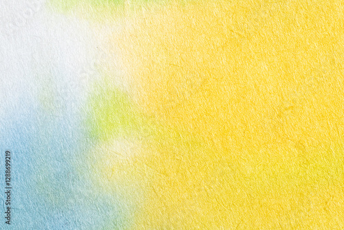 Abstract yellow watercolor style Japanese paper background materia