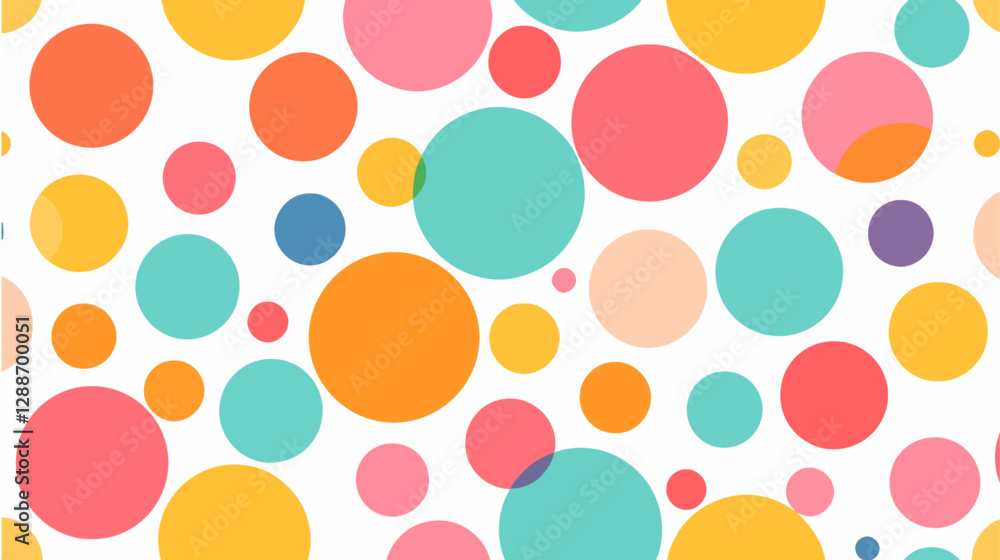 A pastel polka dot pattern of colorful circles forms an abstract, cheerful background. A pastel polka dot pattern of colorful circles forms an abstract, cheerful background.