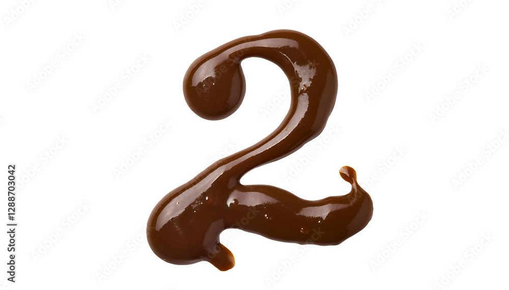 number two shaped chocolate sauce splash, glossy and smooth cocoa syrup, artistic liquid typography, dessert decoration, on isolated background
number two shaped chocolate sauce splash, glossy and smooth cocoa syrup, artistic liquid typography, dessert decoration, on isolated background