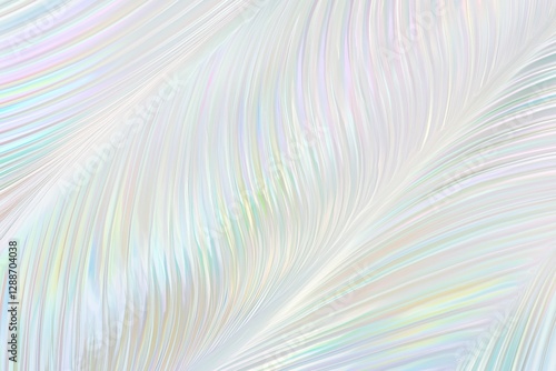 Iridiscent pressed foil texture with leaves pattern. Modern wallpaper design. Abstract background.