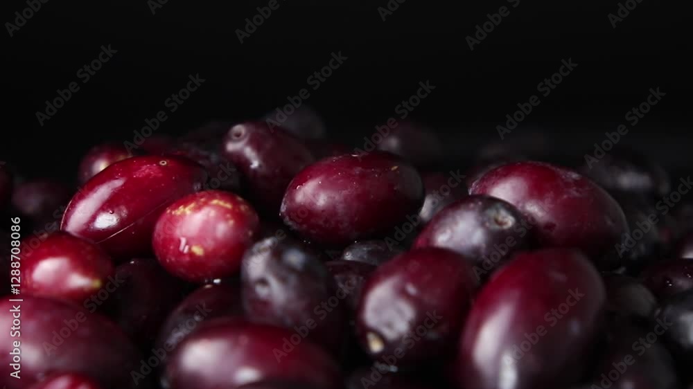 Freshly picked large black and red olives. The olives are vibrant and juicy, emphasizing their natural beauty, ideal for food, health, and organic product content. Freshly picked large black and red olives. The olives are vibrant and juicy, emphasizing their natural beauty, ideal for food, health, and organic product content.