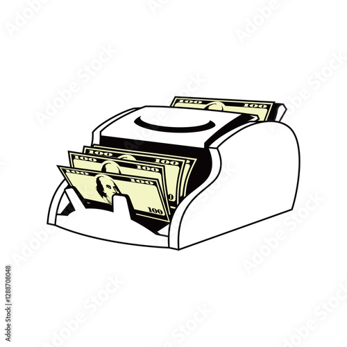 dollar printer vector. Printing dollar vector illustration. Dollar printer machine.