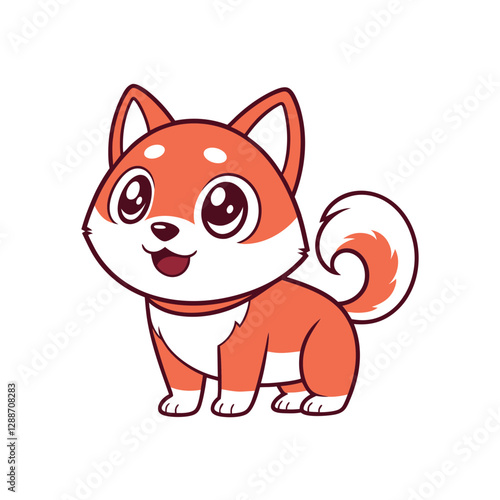 Cute Shiba Inu puppy cartoon vector illustration isolated on white background.
