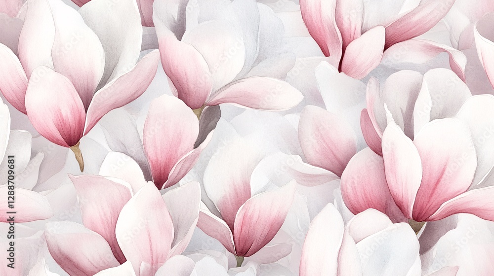 Artistic Watercolor Background with Gentle Magnolia Flowers Artistic Watercolor Background with Gentle Magnolia Flowers