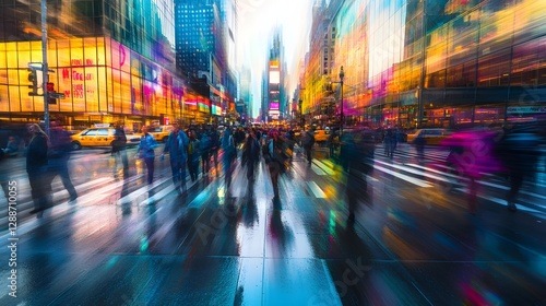 Wallpaper Mural Vibrant Nighttime Cityscape with Blur Motion and Neon Lights in a Crowded Urban Landscape  Fast paced metropolitan atmosphere with skyscrapers traffic and a bustling commercial district Torontodigital.ca