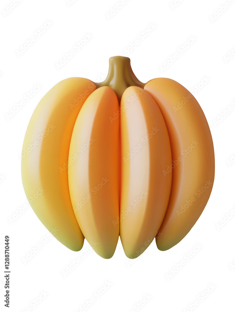 A cluster of ripe bananas arranged symmetrically against a plain background, ideal for food-related content A cluster of ripe bananas arranged symmetrically against a plain background, ideal for food-related content