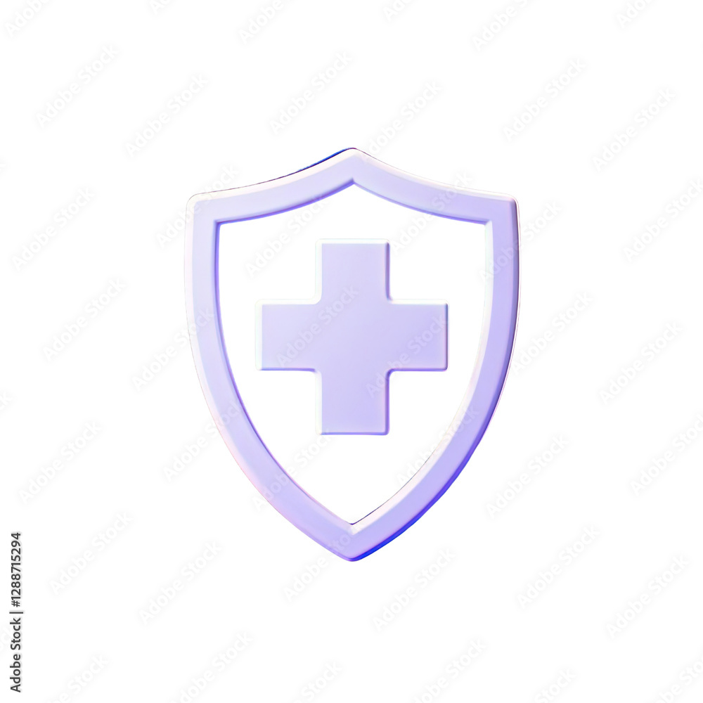 Fototapeta premium 3d shield with cross icon symbol which is a symbol of Health protection from disease. Health security insurance medical concept, Generative AI