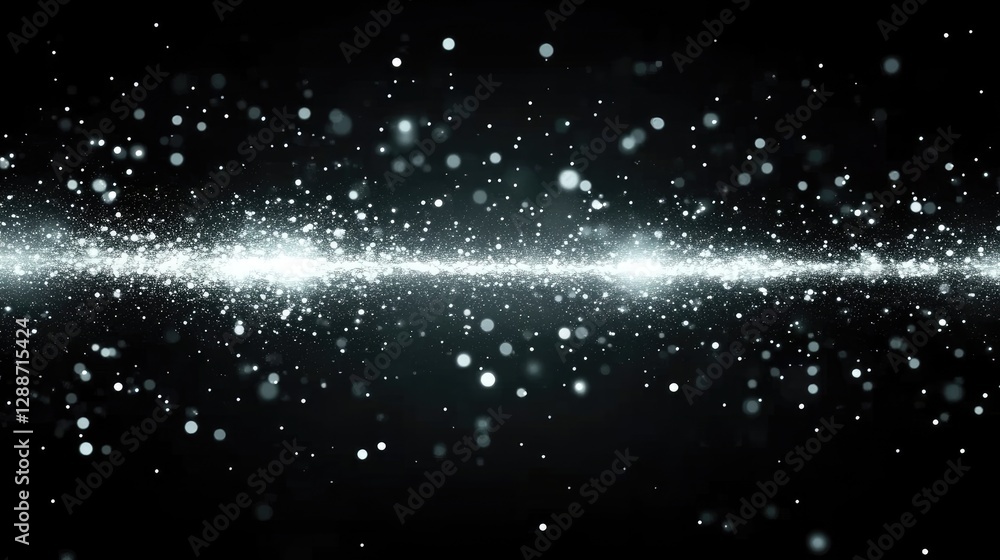 Obraz premium Glimmering cosmic dust trail, dark space background