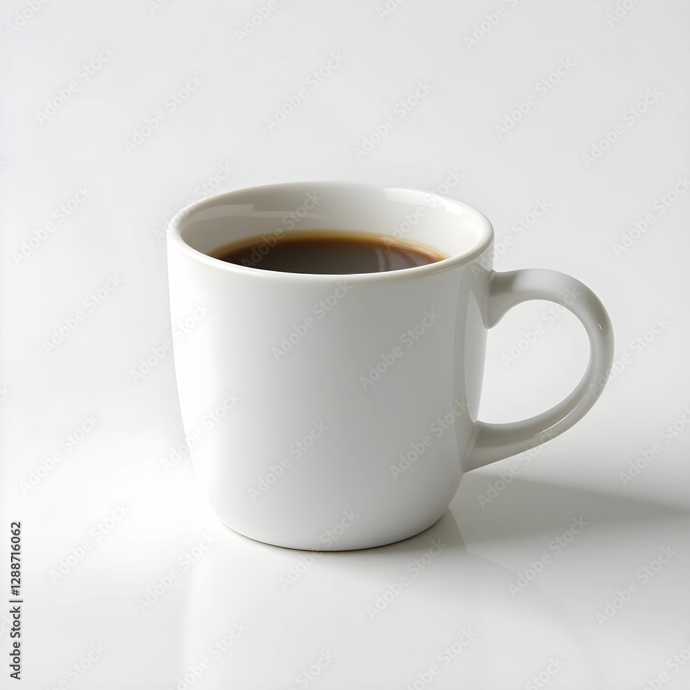 White ceramic coffee cup on a white background. Generative AI White ceramic coffee cup on a white background. Generative AI