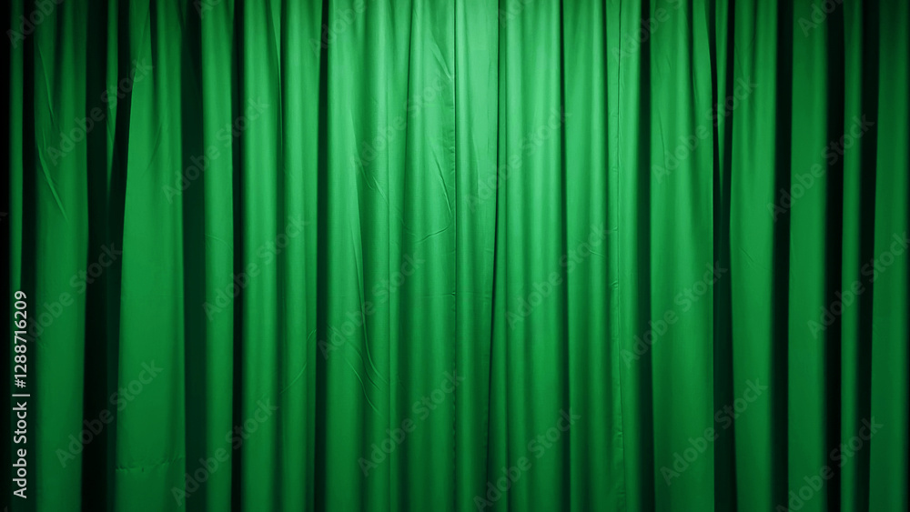 A luxurious, textured green fabric curtain, draped in soft folds and illuminated with a subtle glow, creates an elegant and versatile background suitable for stage curtains, festive decorations. A luxurious, textured green fabric curtain, draped in soft folds and illuminated with a subtle glow, creates an elegant and versatile background suitable for stage curtains, festive decorations.