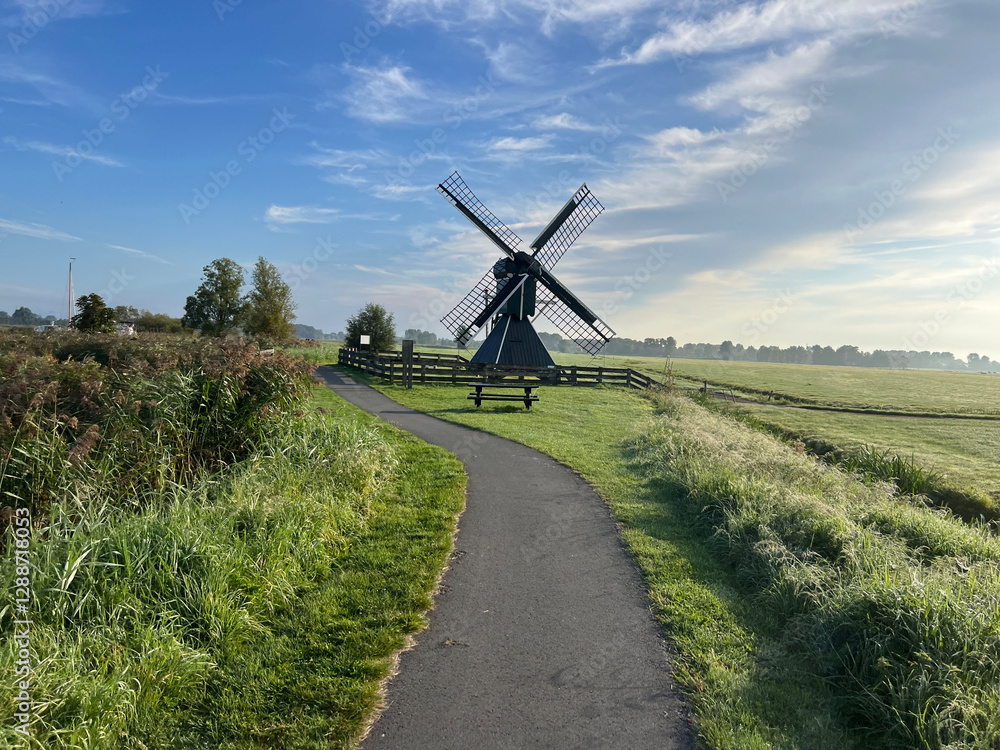 Bicycle path around IJlst in Friesland
