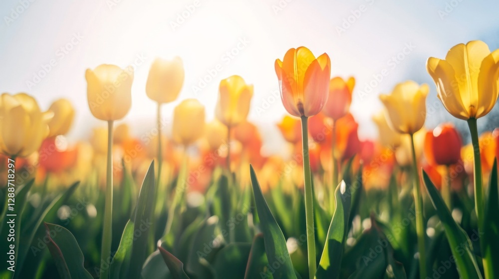 Obraz premium Exploring a stunning tulip field netherlands floral photography vibrant nature aerial view blooming beauty