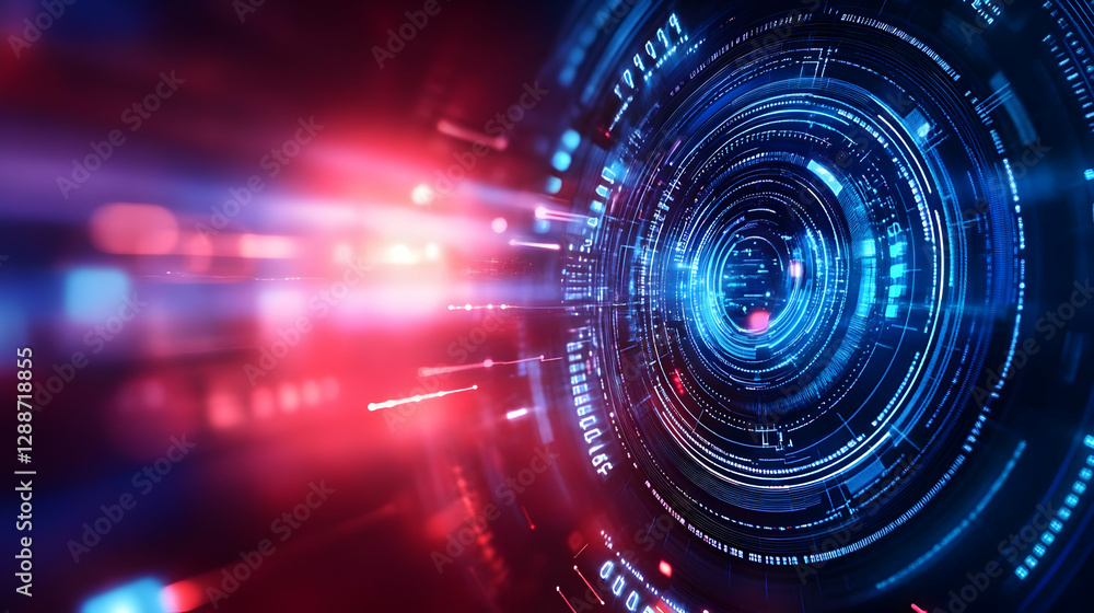 Abstract digital illustration showcasing futuristic technology with vivid colors and circular patterns, symbolizing innovation and speed. Abstract digital illustration showcasing futuristic technology with vivid colors and circular patterns, symbolizing innovation and speed.