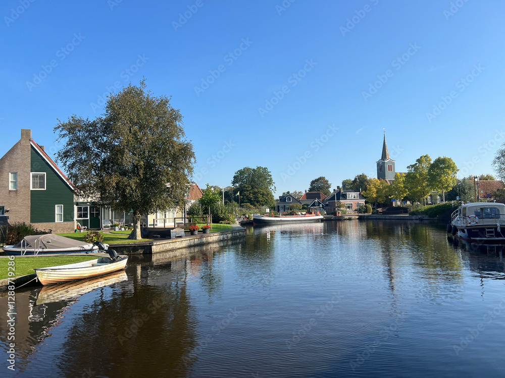 Canal in Oudega in Friesland