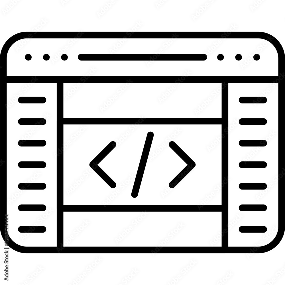 Obraz premium Browser Coding Icon Vector Element