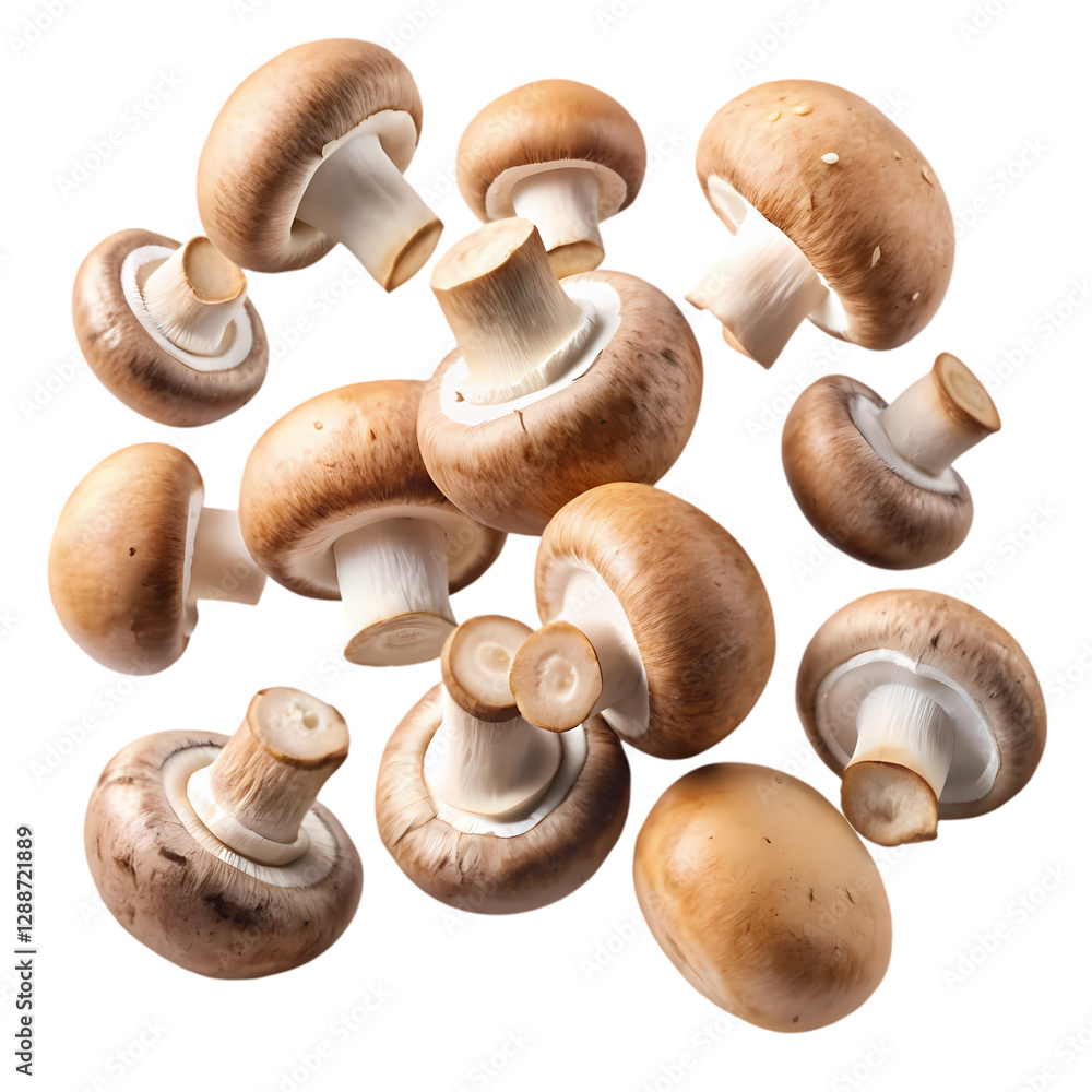 Fresh Brown Mushrooms: High-Res Image isolated on transparent background Fresh Brown Mushrooms: High-Res Image isolated on transparent background