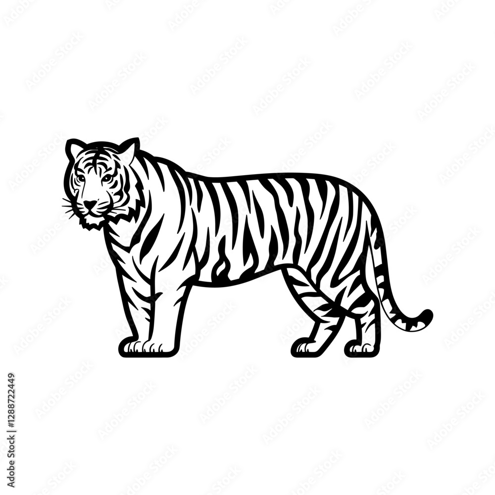Naklejka premium Tiger Silhouette With white background