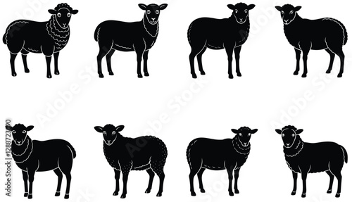 sheep vector shilhouette bundle. Sheep Vector set icon