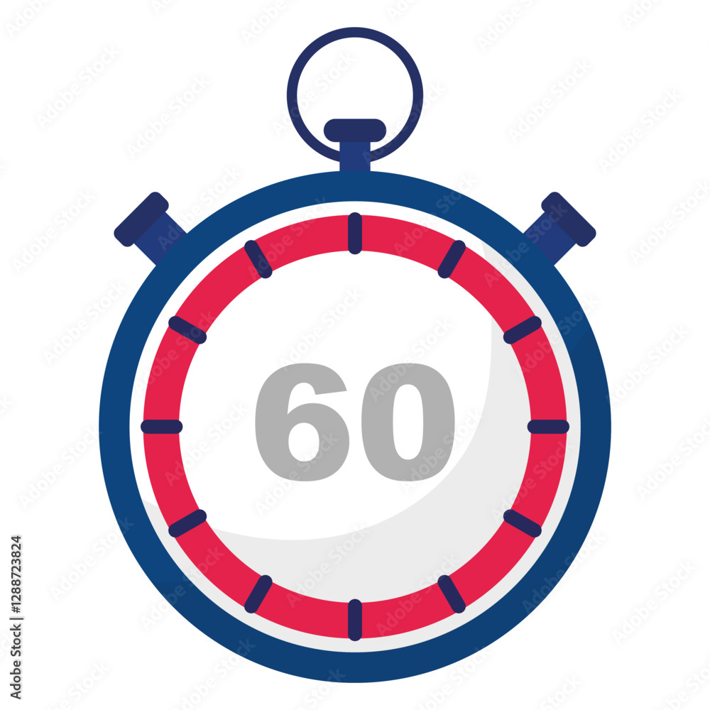 Stopwatch icon. Countdown timer. Number 60 focus. Time measurement. Stopwatch icon. Countdown timer. Number 60 focus. Time measurement.