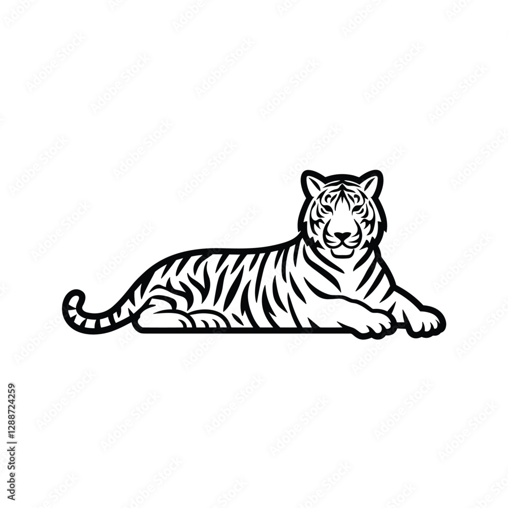 Fototapeta premium Tiger Silhouette With white background