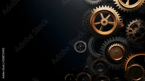 Wallpaper Mural A close-up view of intricate gears featuring gold and silver tones, symbolizing mechanical engineering and innovation. Torontodigital.ca