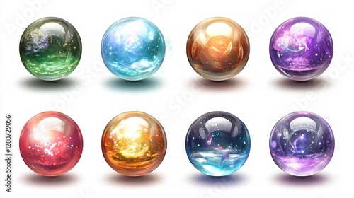 A set of icons for games. Magic balls. Isolated on a white background