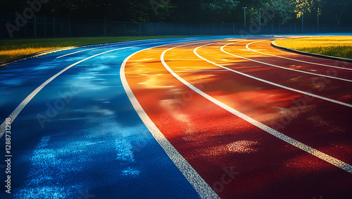 Athletic Running Track with Lanes