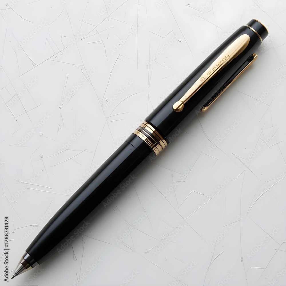 Classic black fountain pen on a white background Classic black fountain pen on a white background