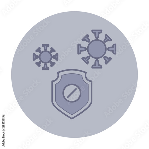 Icon of shield representing safety and protection in medicine alongside virus icons. Health awareness and security concept