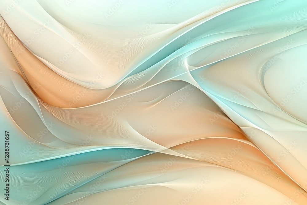 Fototapeta premium Soft Fluid Waves in Pastel Colors Abstract Background Design