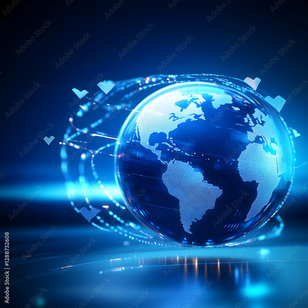 A digital representation of the Earth surrounded by glowing technology elements, symbolizing connectivity and global interaction. A digital representation of the Earth surrounded by glowing technology elements, symbolizing connectivity and global interaction.