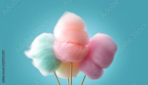 Colorful cotton candy in soft pastel color background, Generated image