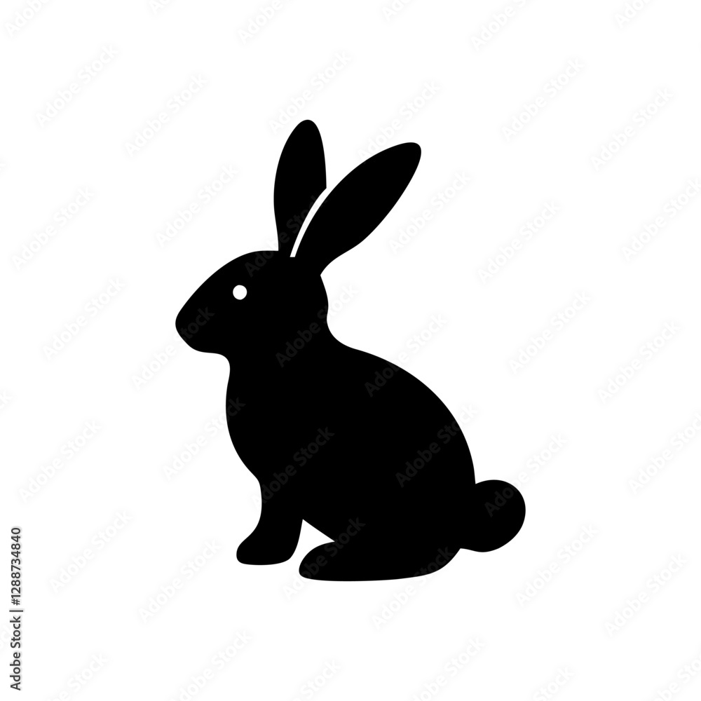 Black side silhouette of a rabbit isolated on white background. Black side silhouette of a rabbit isolated on white background.
