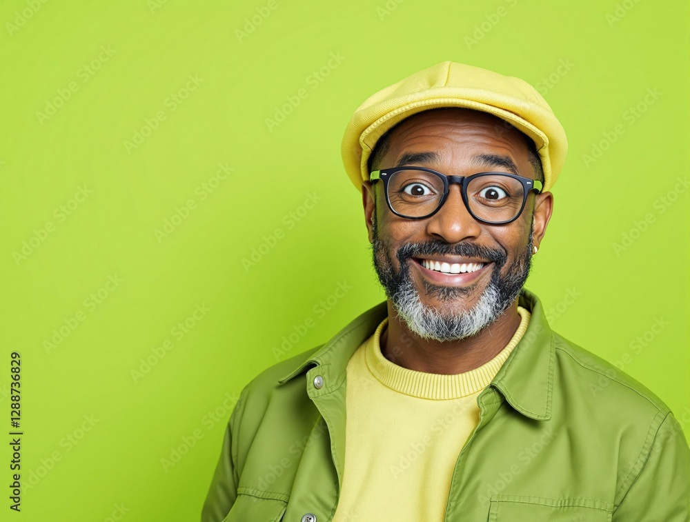 Portrait studio d’un homme mature sur fond coloré vert Portrait studio d’un homme mature sur fond coloré vert