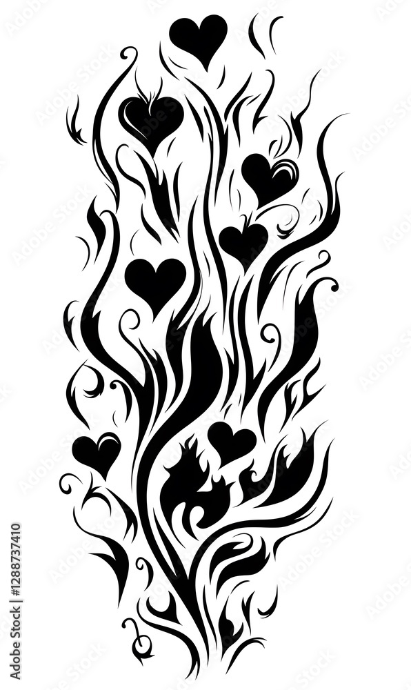 Fototapeta premium heart shapes vector stencil design, black on white laser engraving