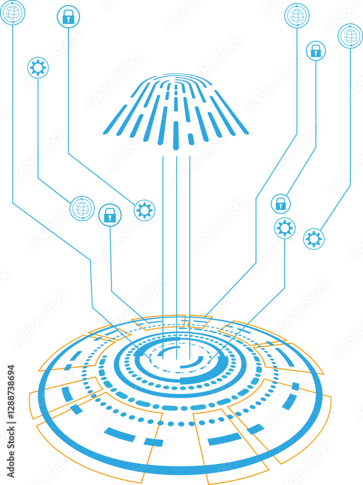 Fingerprint scan to access protected network service data with biometrics.