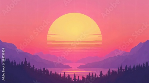 Wallpaper Mural sunset in the mountains Torontodigital.ca