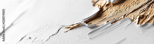 Abstract gold & white paint texture. Background design