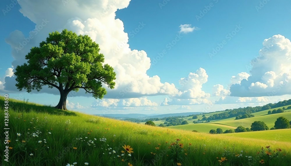 Fototapeta premium Low-hanging clouds casting dappled shadows on a landscape, dappled shadows, sky