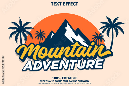 editable text effect of mountain adventure